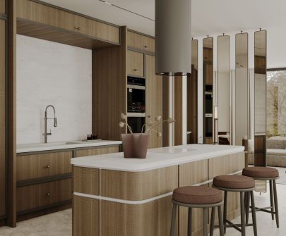 Ostrůvkové digestoře Tubo Taupe - Taupe - 40 cm - Vizualizace