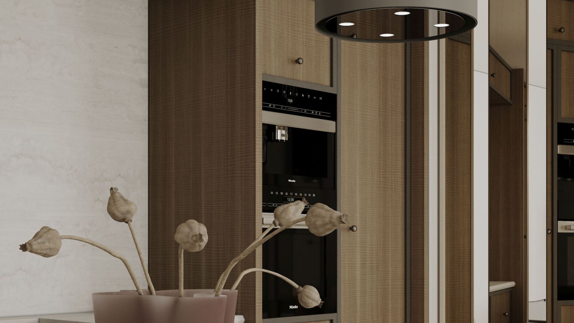 Ostrůvkové digestoře Tubo Taupe - Taupe - Vizualizace 3