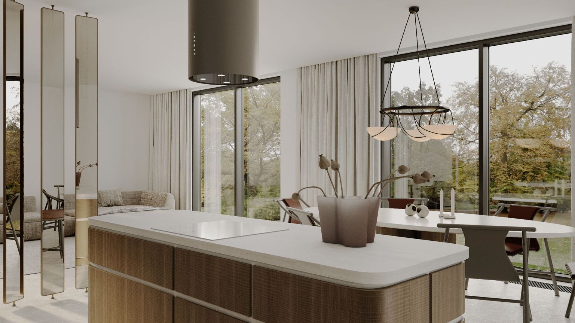 Ostrůvkové digestoře Tubo Taupe - Taupe - Vizualizace 6