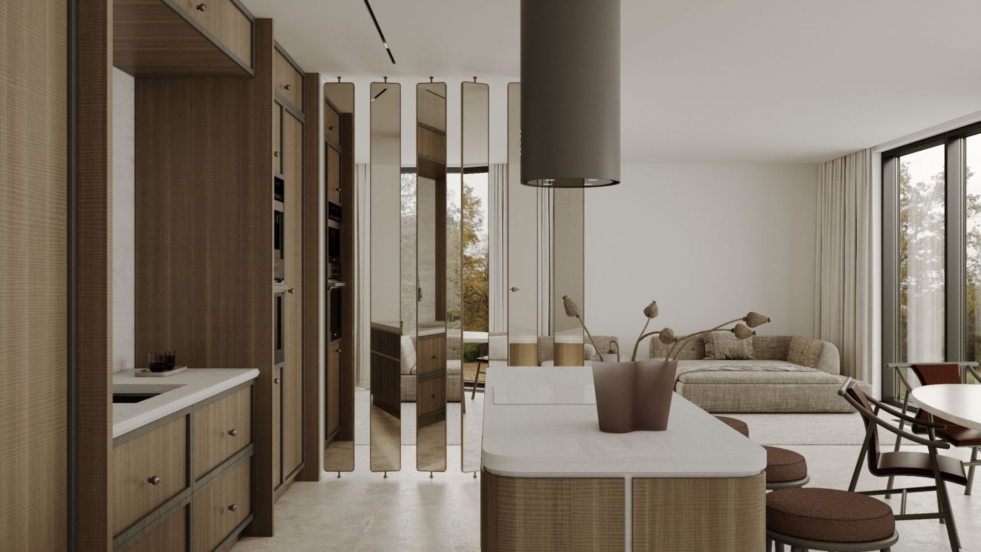 Ostrůvkové digestoře Tubo Taupe - Taupe - Vizualizace 9