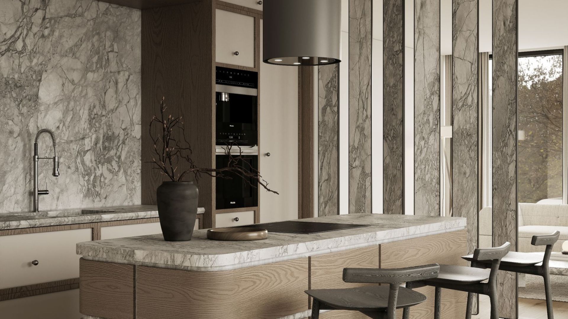 Ostrůvkové digestoře Tubo Antracyte - Antracite - Vizualizace