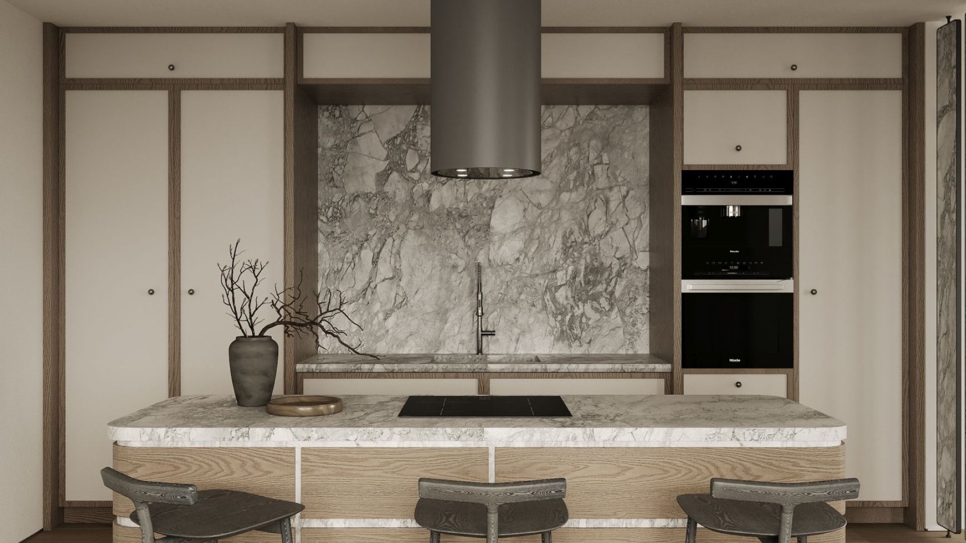 Ostrůvkové digestoře Tubo Antracyte - Antracite - Vizualizace 2