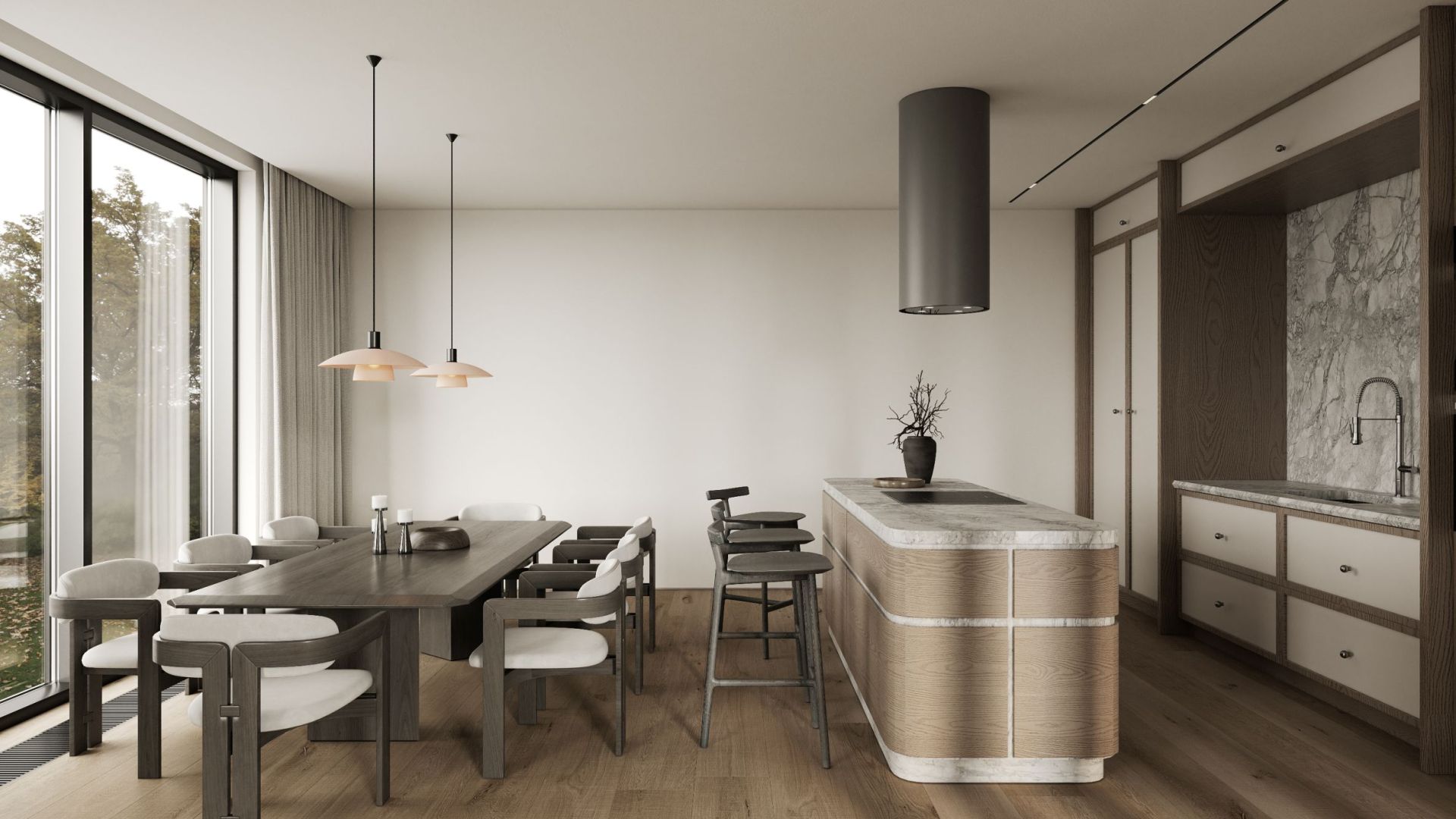 Ostrůvkové digestoře Tubo Antracyte - Antracite - Vizualizace 4