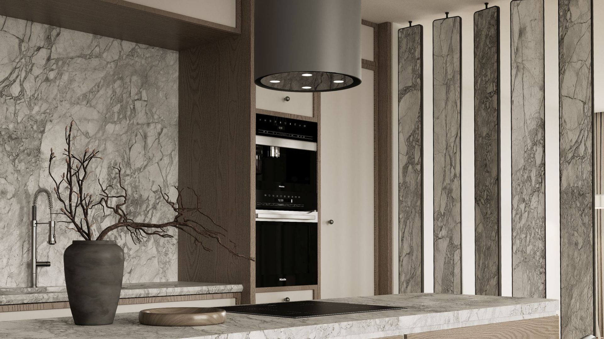 Ostrůvkové digestoře Tubo Antracyte - Antracite - Vizualizace 5