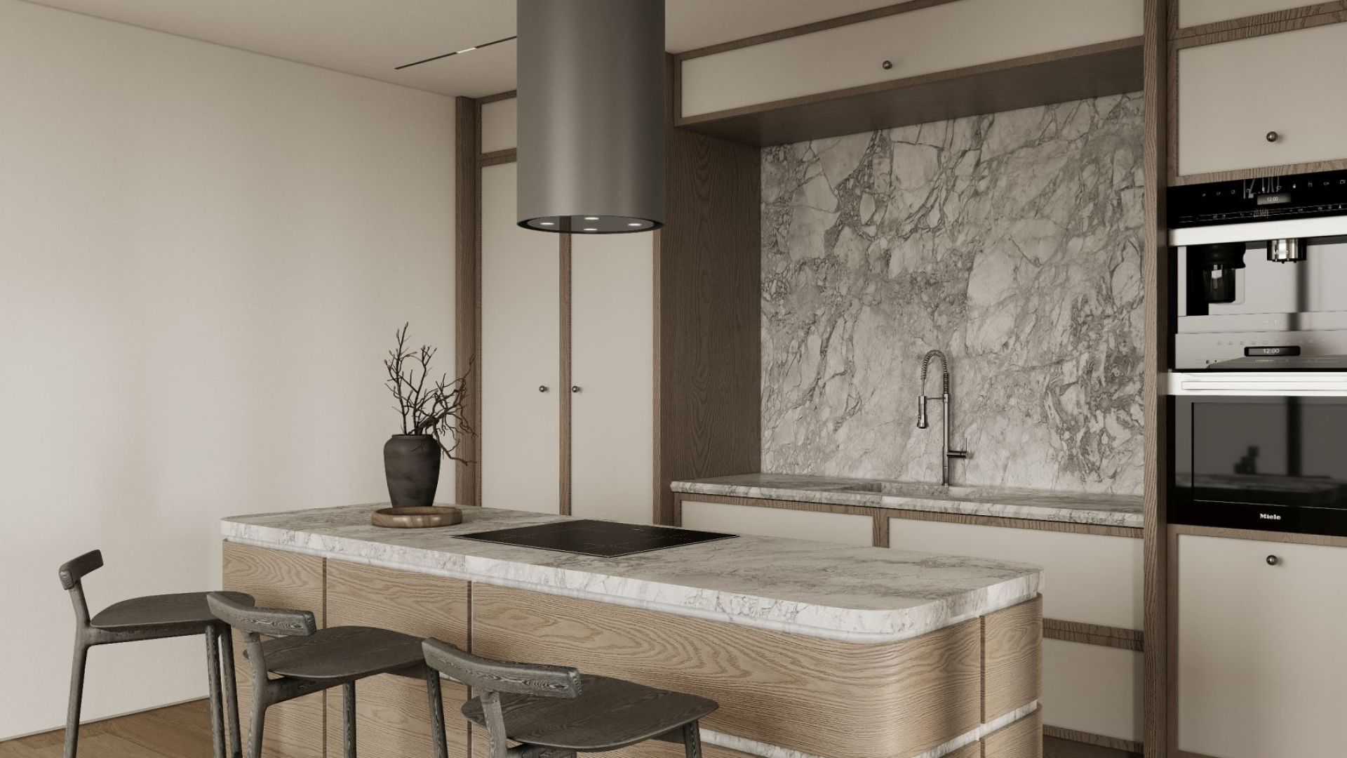 Ostrůvkové digestoře Tubo Antracyte - Antracite - Vizualizace 6