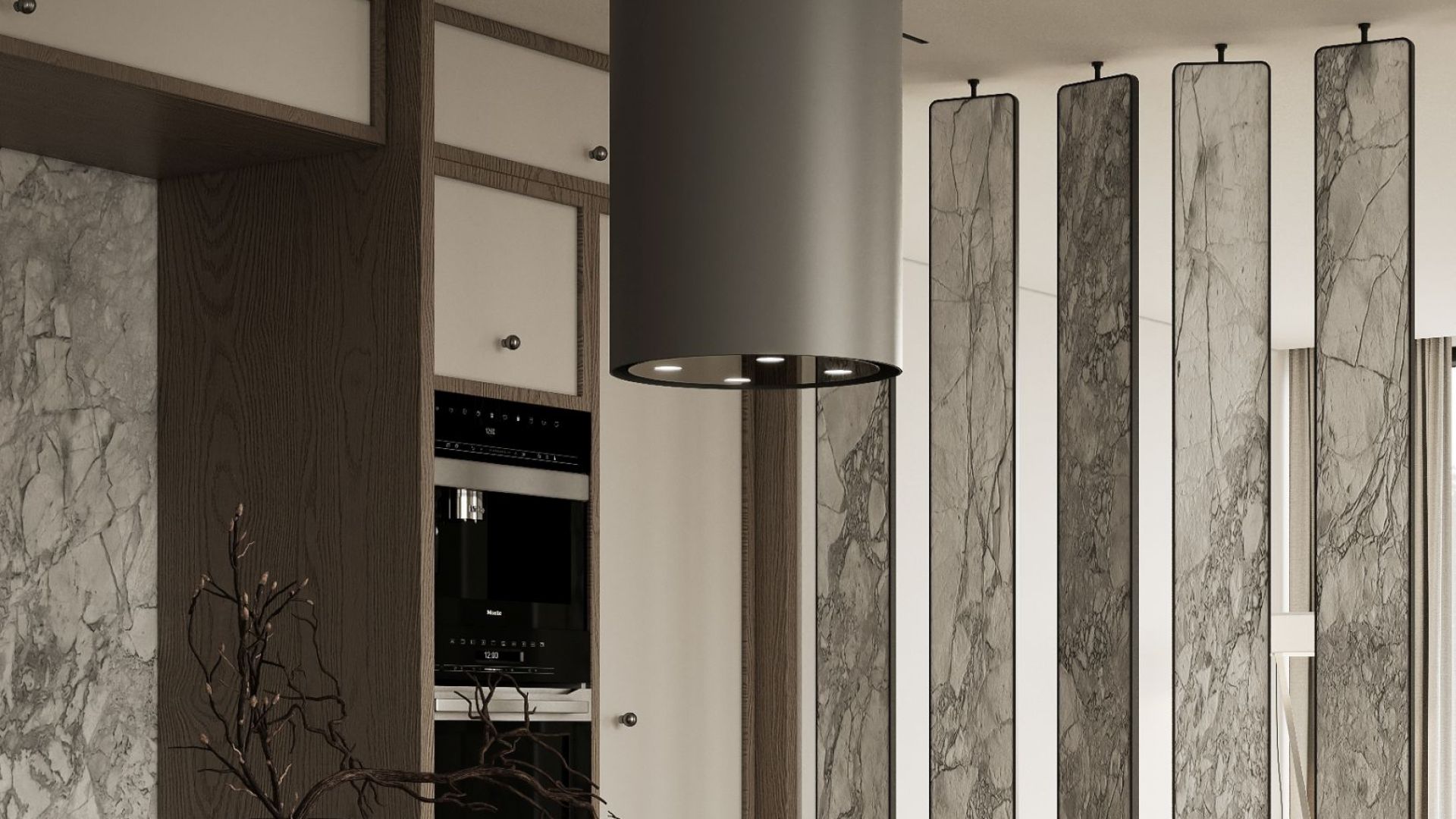 Ostrůvkové digestoře Tubo Antracyte - Antracite - Vizualizace 8