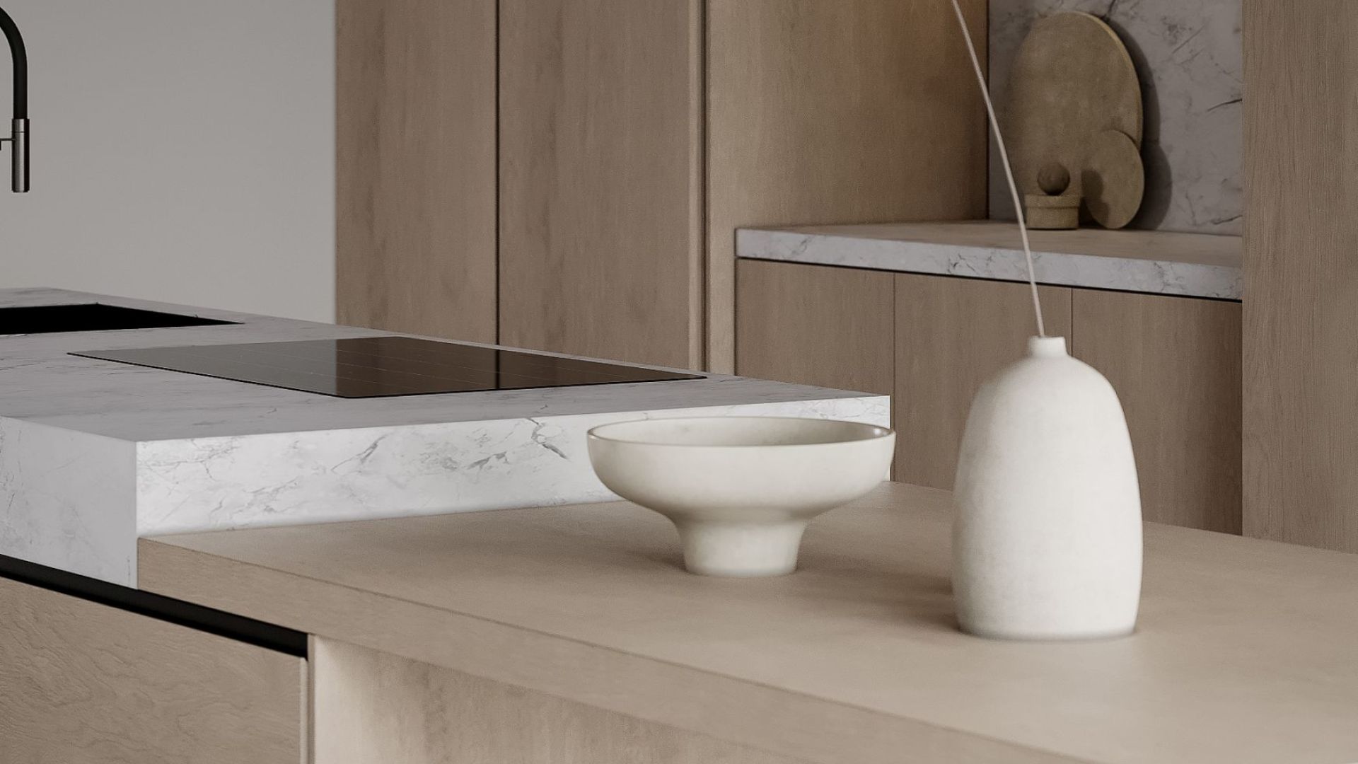 Ostrůvkové digestoře Tubo Black Matt Gesture Control - Matná černá - Vizualizace 3