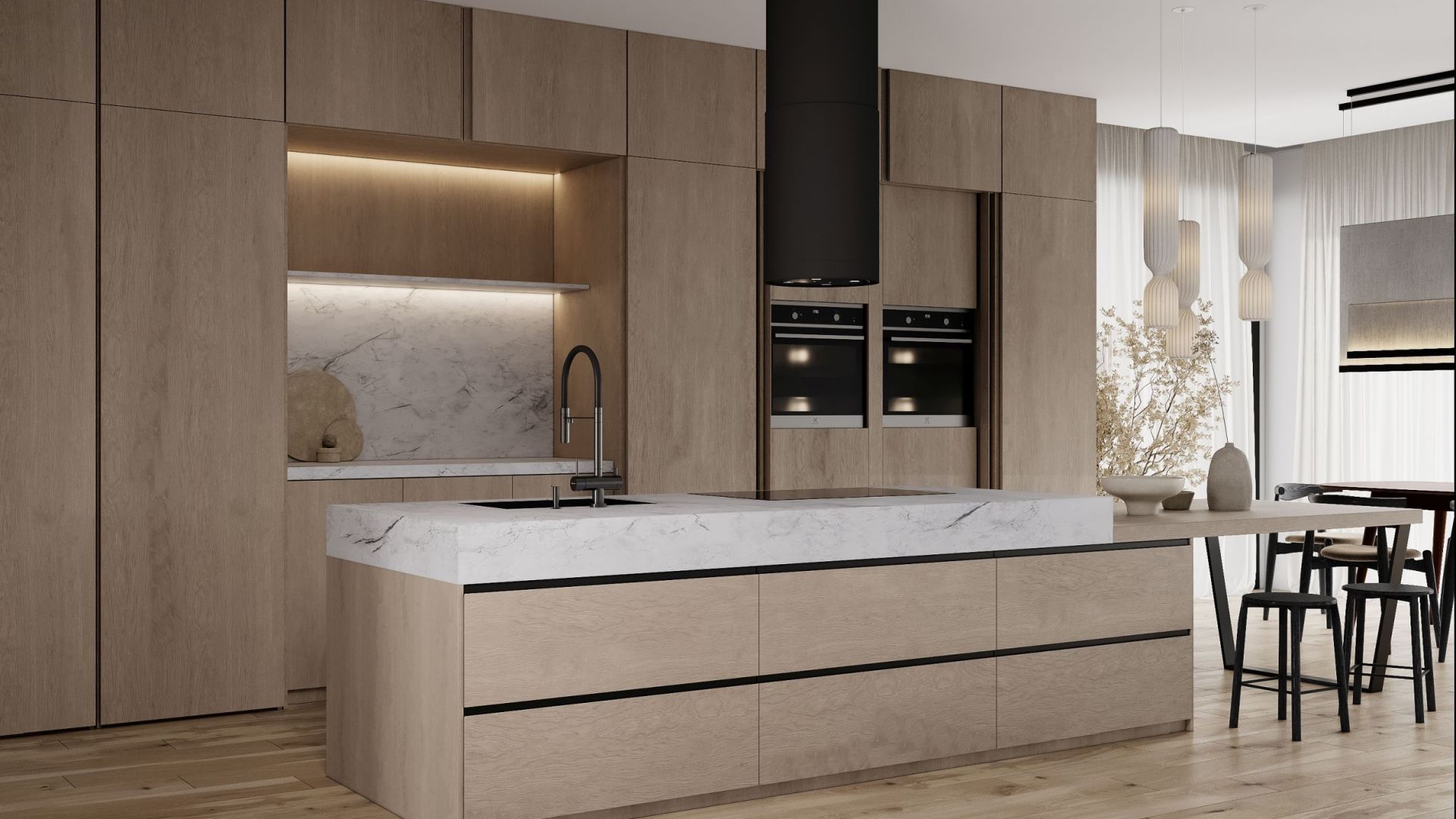 Ostrůvkové digestoře Tubo Black Matt Gesture Control - Matná černá - Vizualizace 5