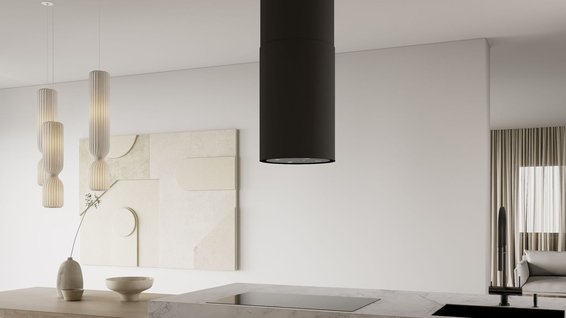 Ostrůvkové digestoře Tubo Black Matt Gesture Control - Matná černá - Vizualizace 6