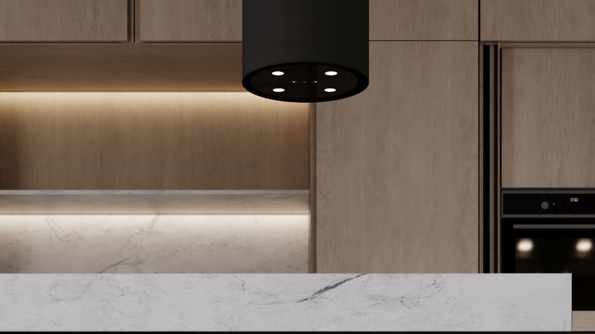 Ostrůvkové digestoře Tubo Black Matt Gesture Control - Matná černá - Vizualizace 8