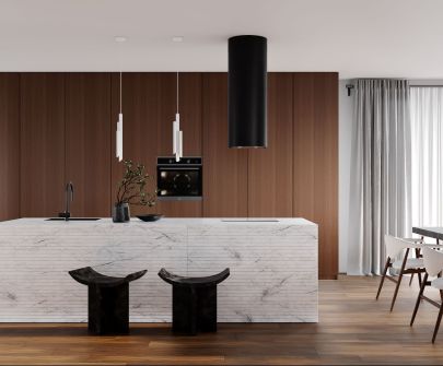 Ostrůvkové digestoře Tubo Black Matt - Matná černá - 40 cm - Vizualizace