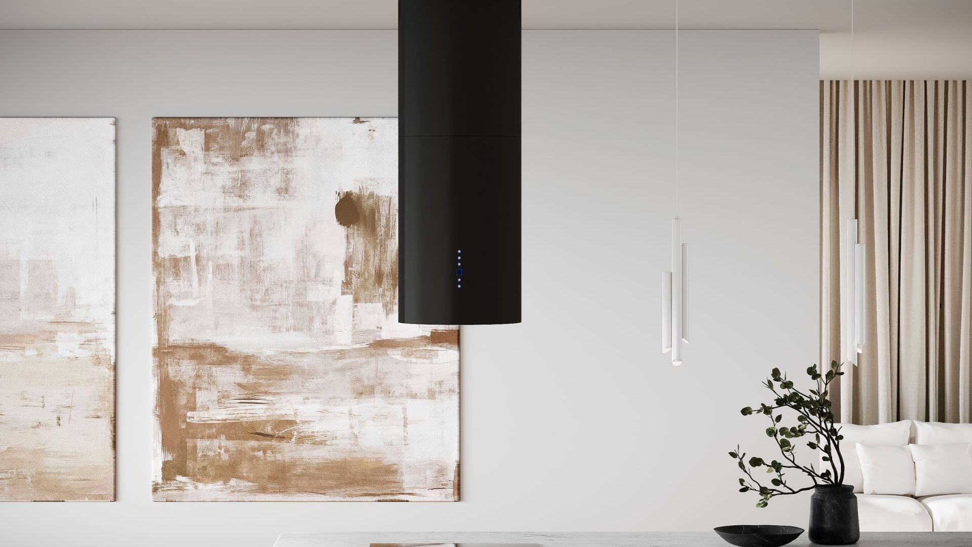 Ostrůvkové digestoře Tubo Black Matt - Matná černá - Vizualizace 6