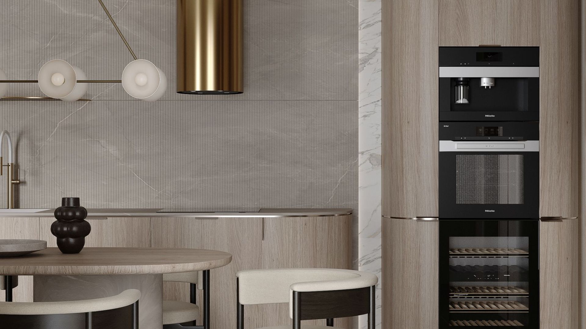 Ostrůvkové digestoře Tubo Royal Gold Gesture Control - Zlatá - Vizualizace 6