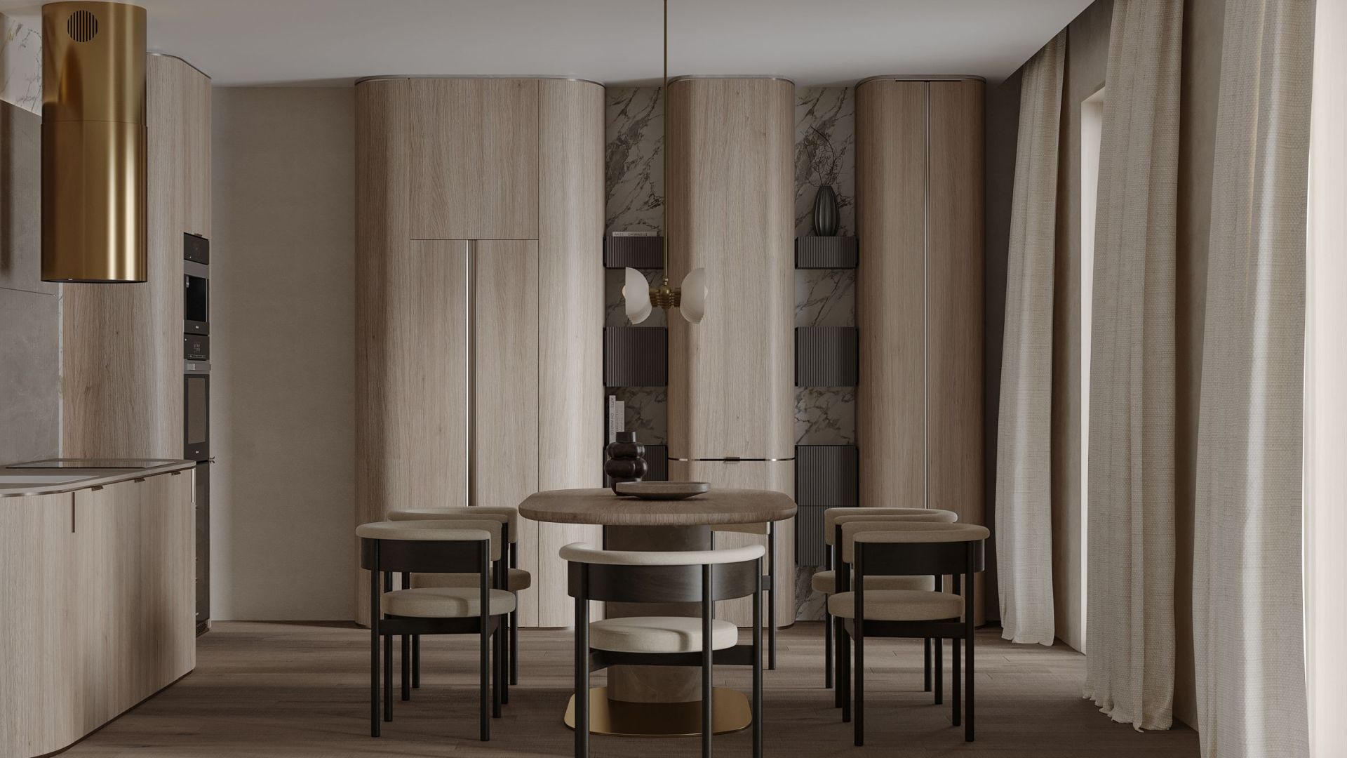 Ostrůvkové digestoře Tubo Royal Gold Gesture Control - Zlatá - Vizualizace 9