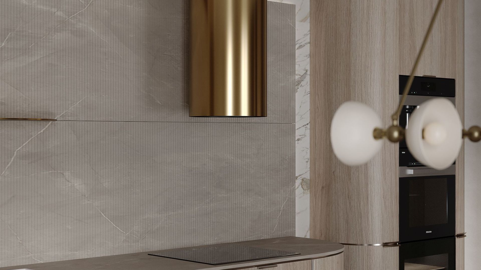 Ostrůvkové digestoře Tubo Royal Gold Gesture Control - Zlatá - Vizualizace 7