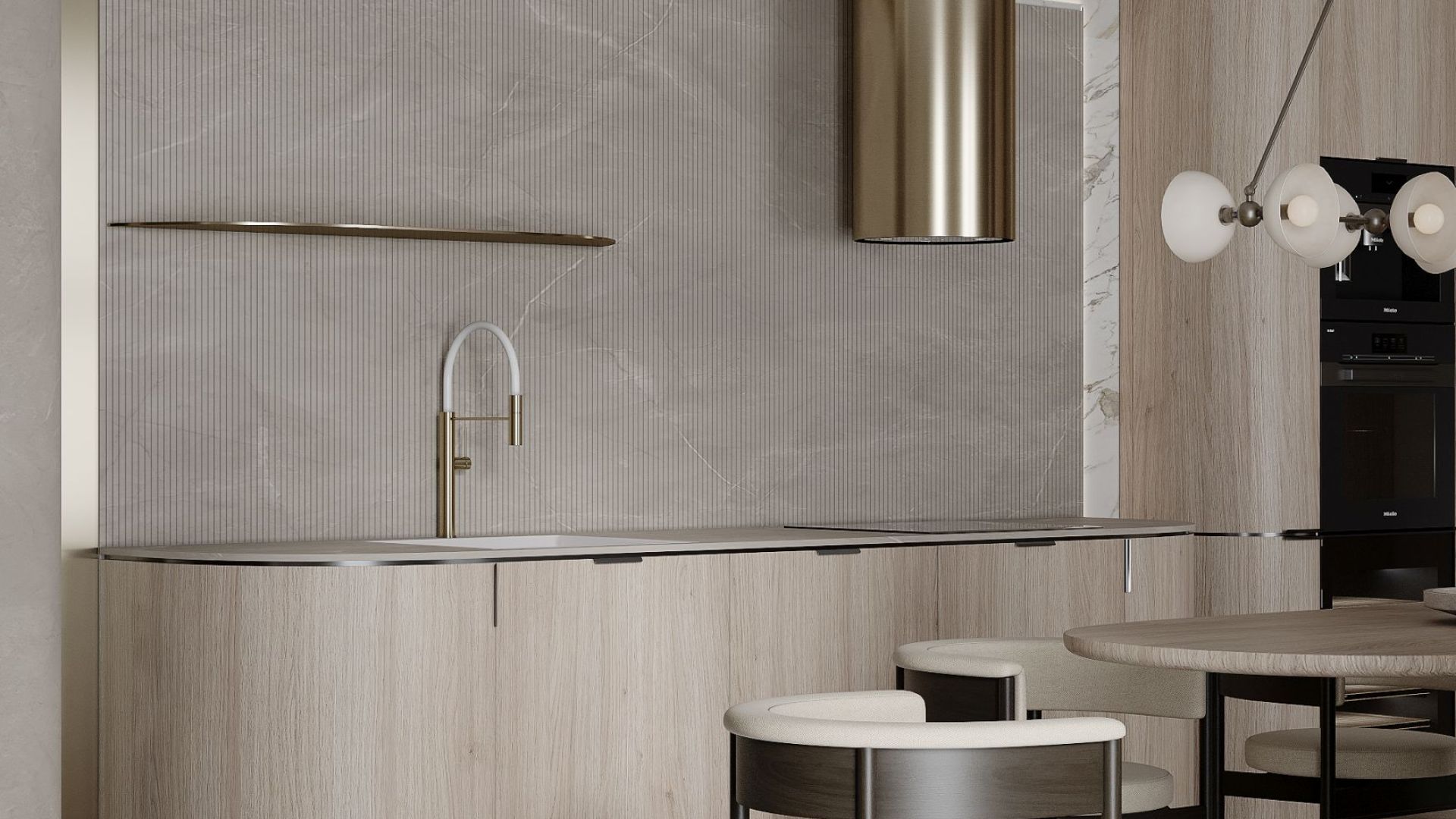 Ostrůvkové digestoře Tubo Sterling Gold Gesture Control - Zlatá - Vizualizace 6