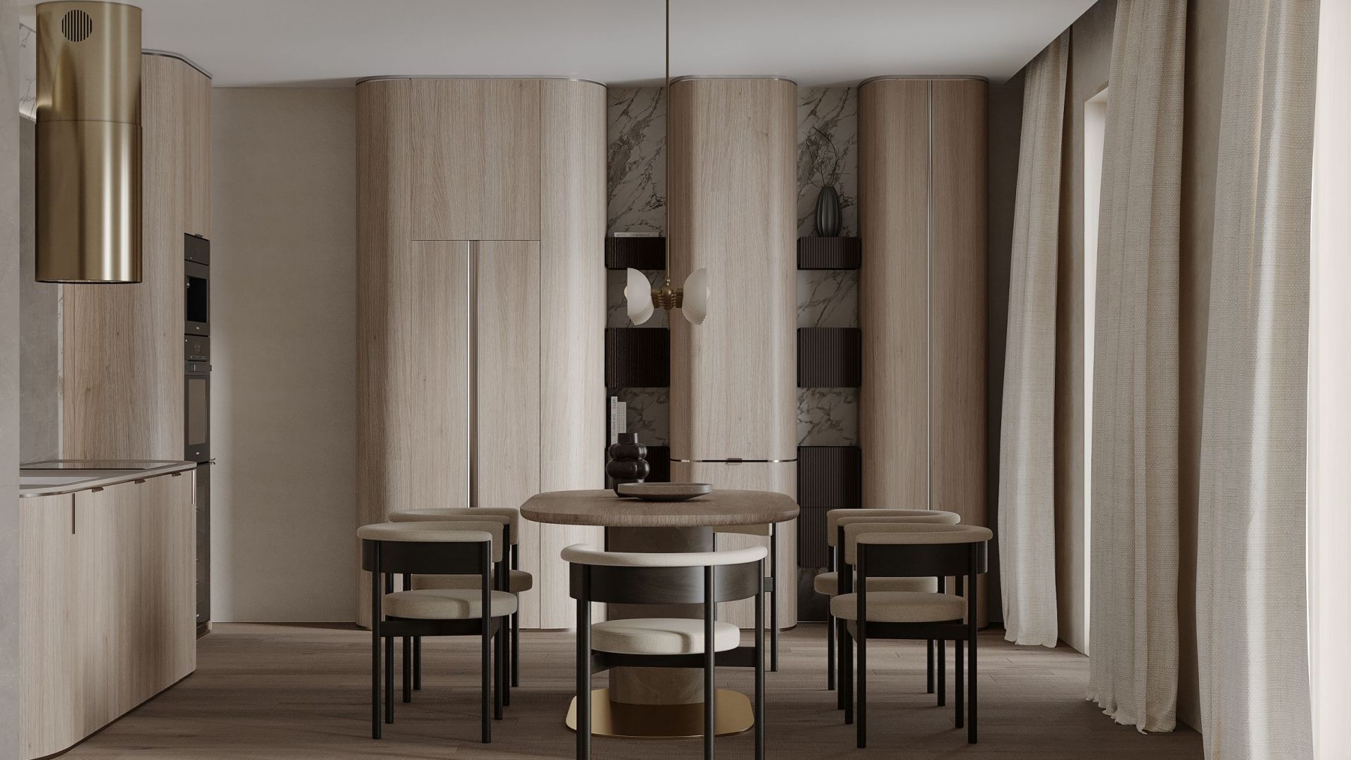 Ostrůvkové digestoře Tubo Sterling Gold Gesture Control - Zlatá - Vizualizace 7