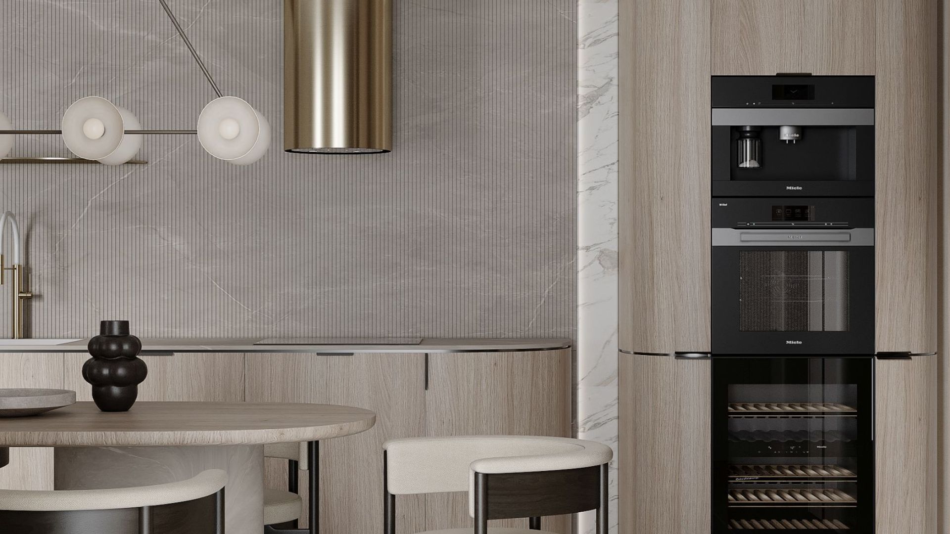 Ostrůvkové digestoře Tubo Sterling Gold Gesture Control - Zlatá - Vizualizace 8