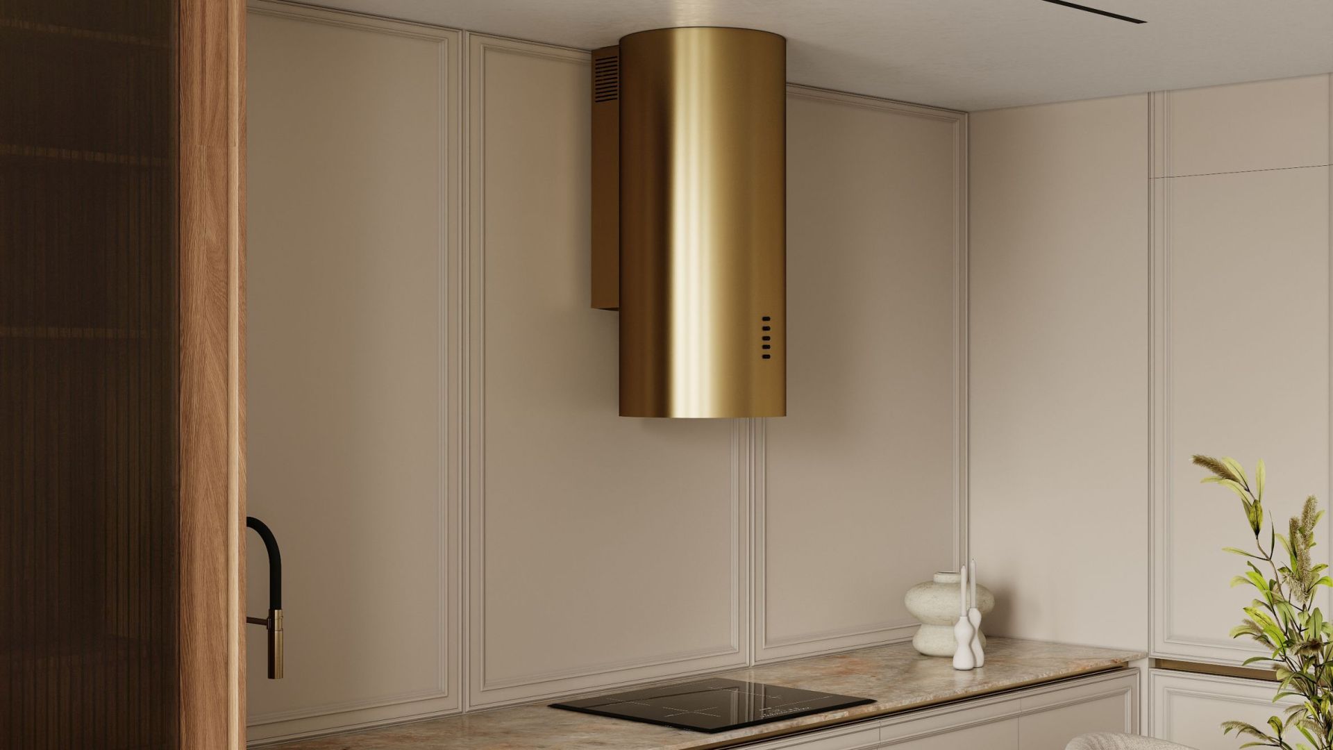 Komínové digestoře Cylindro OR Eco Zlatá - Zlatá - Vizualizace 3