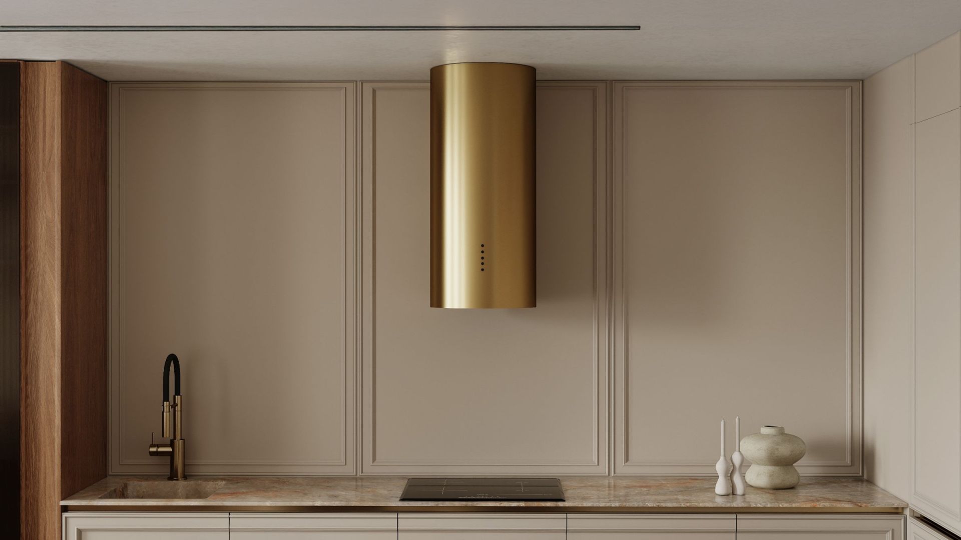 Komínové digestoře Cylindro OR Eco Zlatá - Zlatá - Vizualizace 4