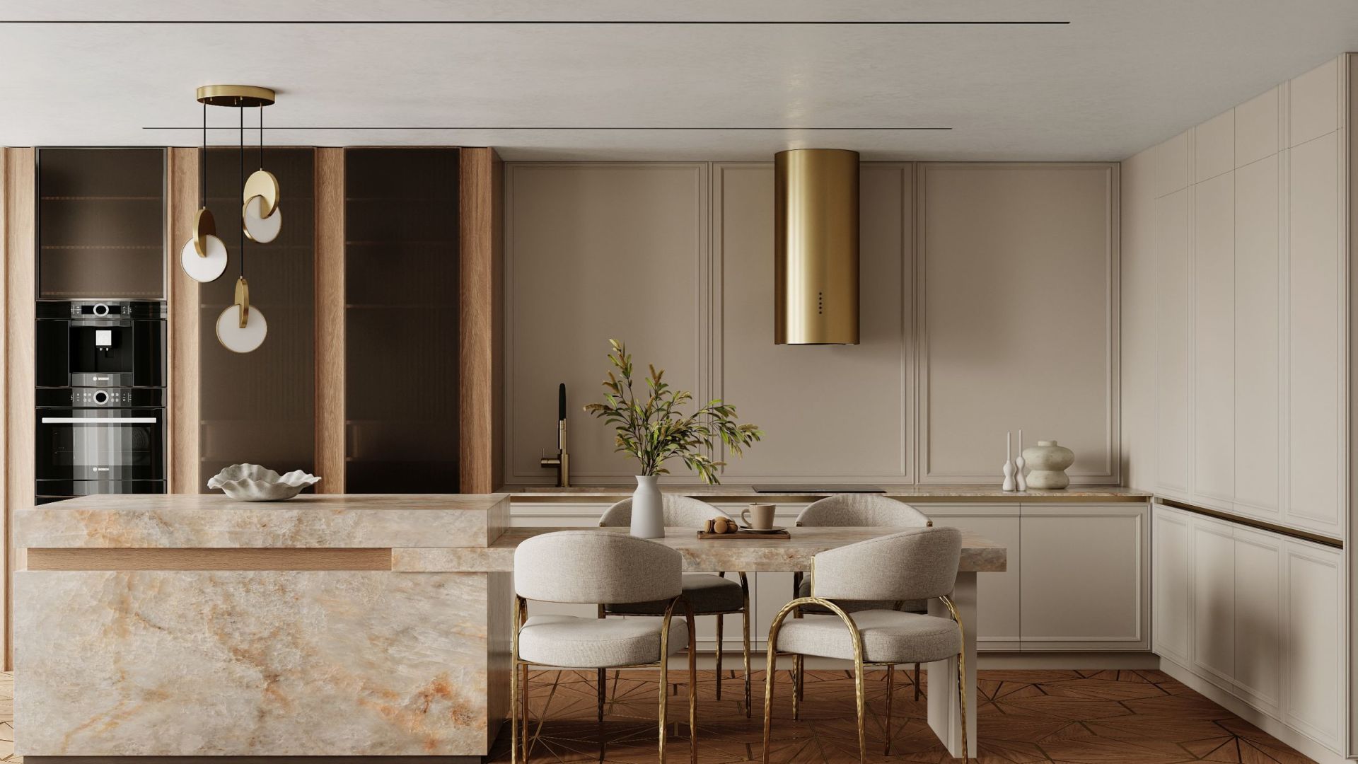 Komínové digestoře Cylindro OR Eco Zlatá - Zlatá - Vizualizace