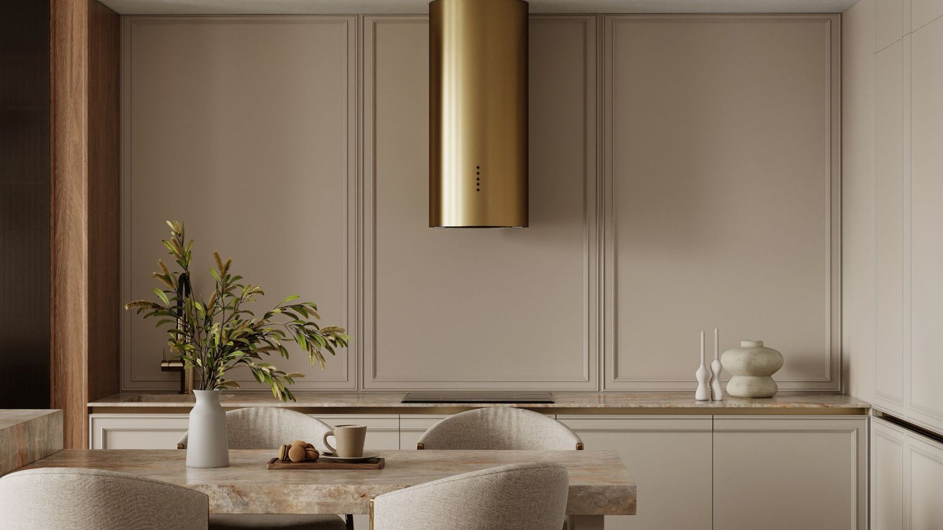 Komínové digestoře Cylindro OR Eco Zlatá - Zlatá - Vizualizace 2