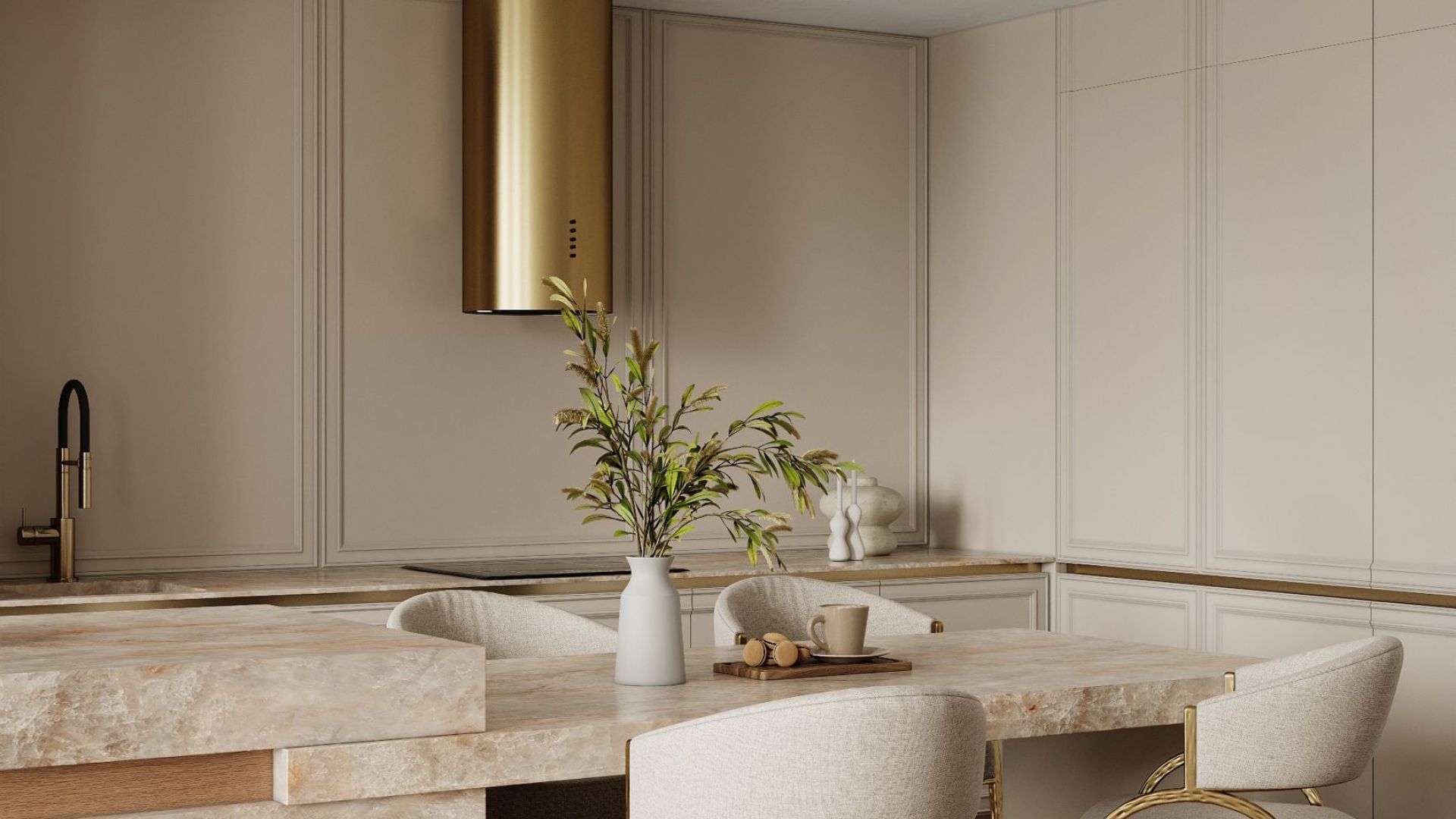 Komínové digestoře Cylindro OR Eco Zlatá - Zlatá - Vizualizace 5