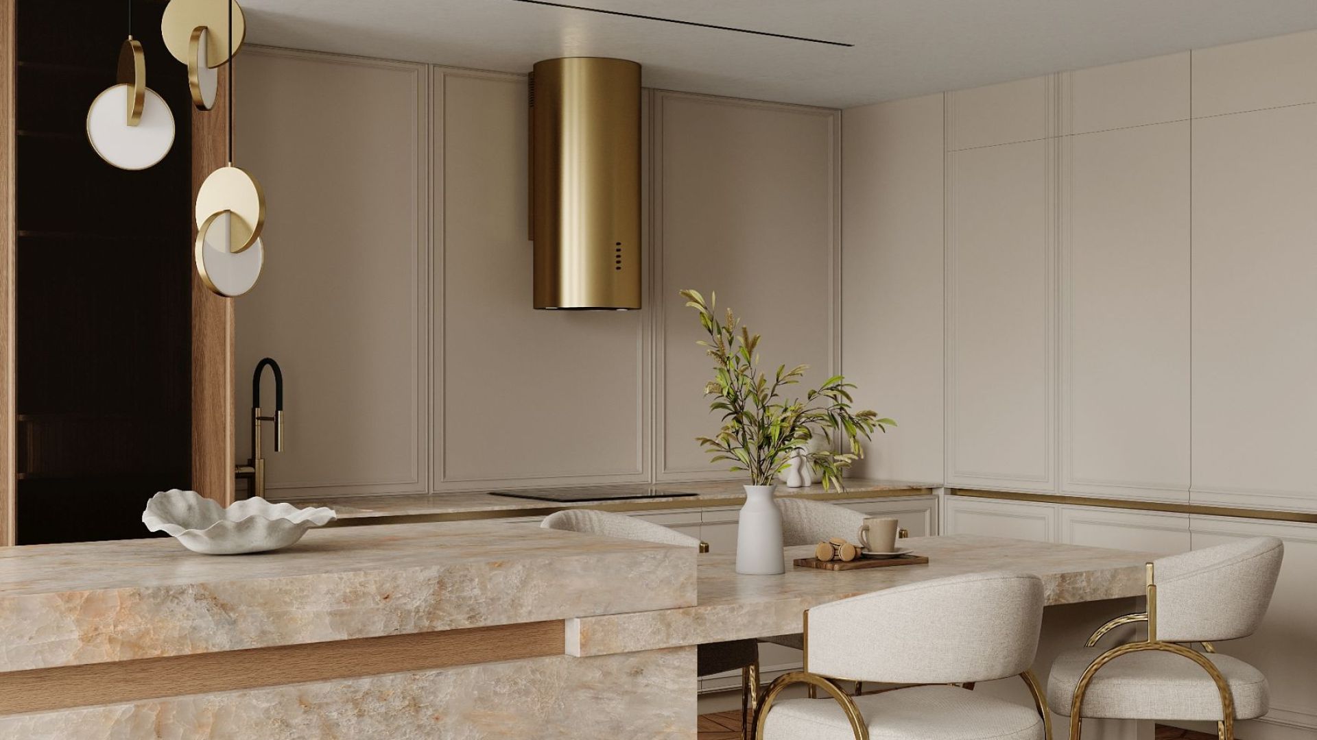 Komínové digestoře Cylindro OR Eco Zlatá - Zlatá - Vizualizace 7