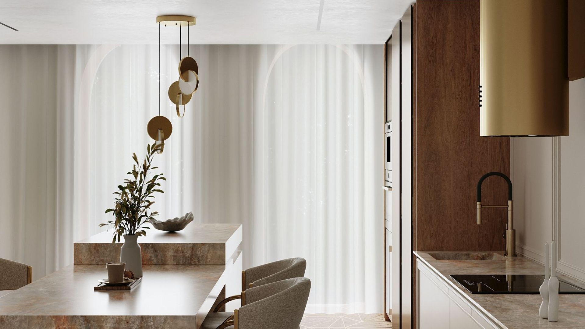 Komínové digestoře Cylindro OR Eco Zlatá - Zlatá - Vizualizace 8