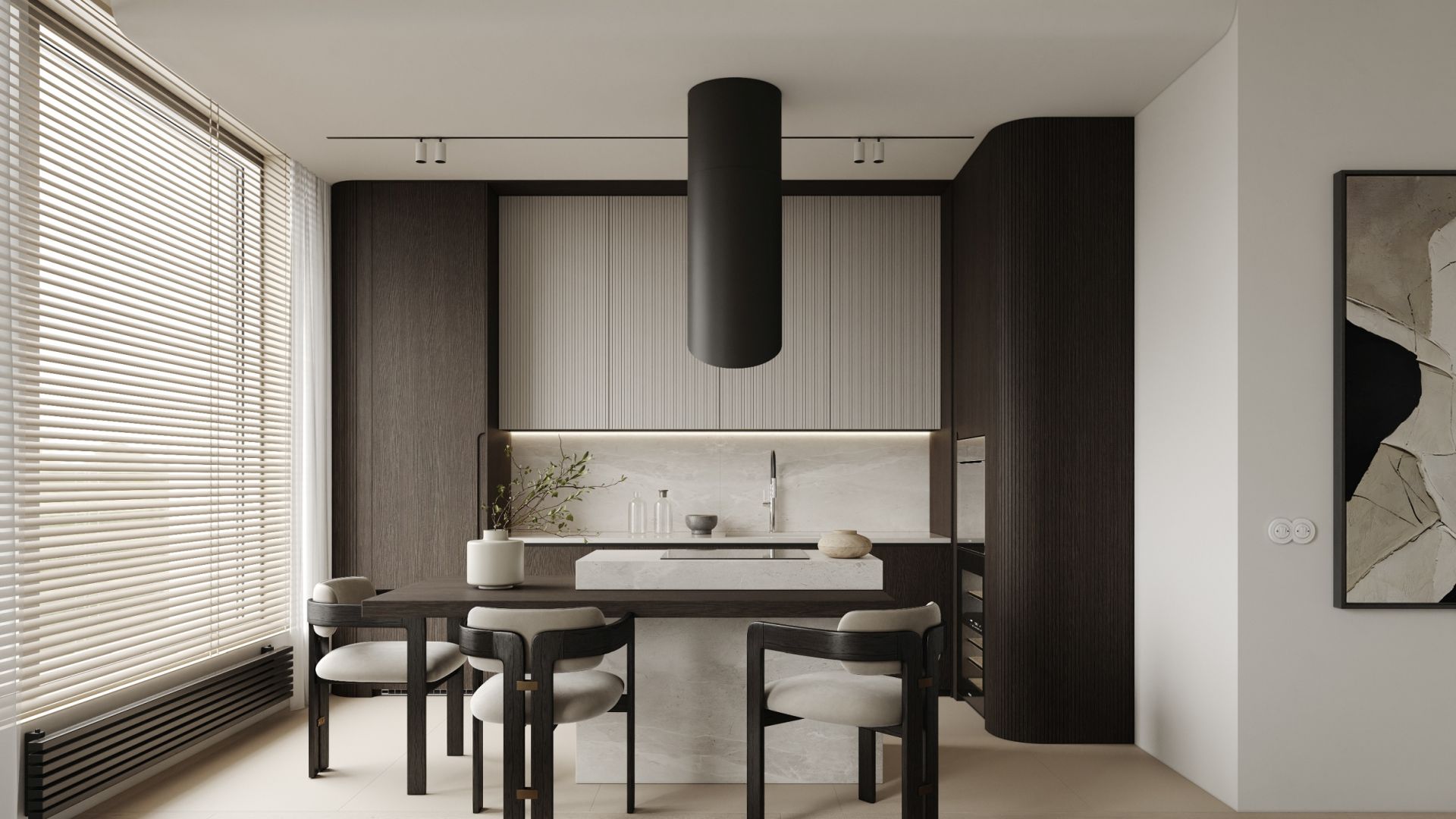 Ostrůvkové digestoře Hiro Black Matt - Matná černá - Vizualizace