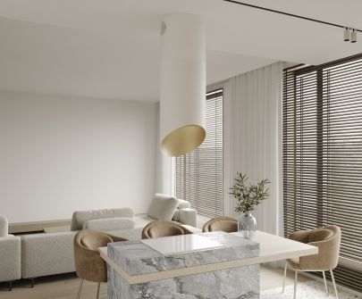 Ostrůvkové digestoře Hiro Color White-Gold - White Matt/Gold - 40 cm - Vizualizace