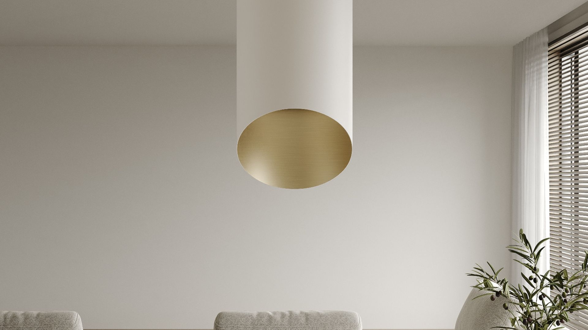 Ostrůvkové digestoře Hiro Color White-Gold - White Matt/Gold - Vizualizace 3